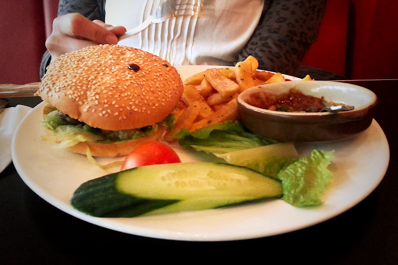 Chicken burger with salad
